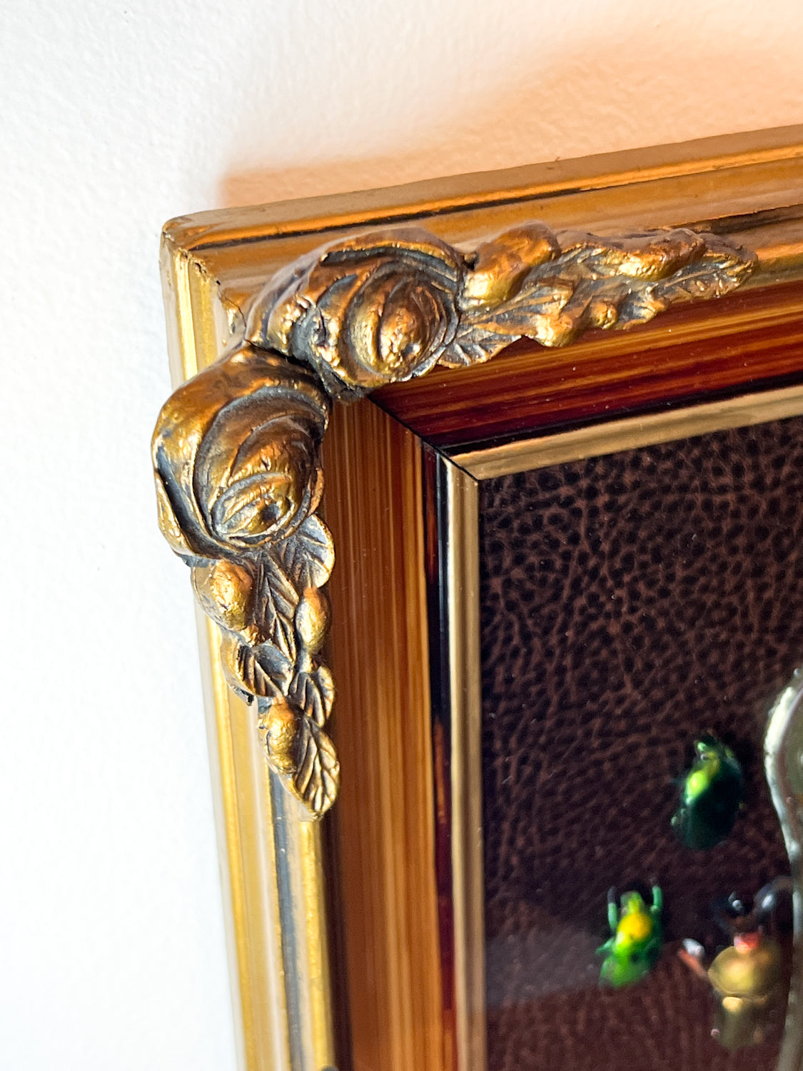 Vintage Shadow Box Frame with Reclaimed Jewel Beetles