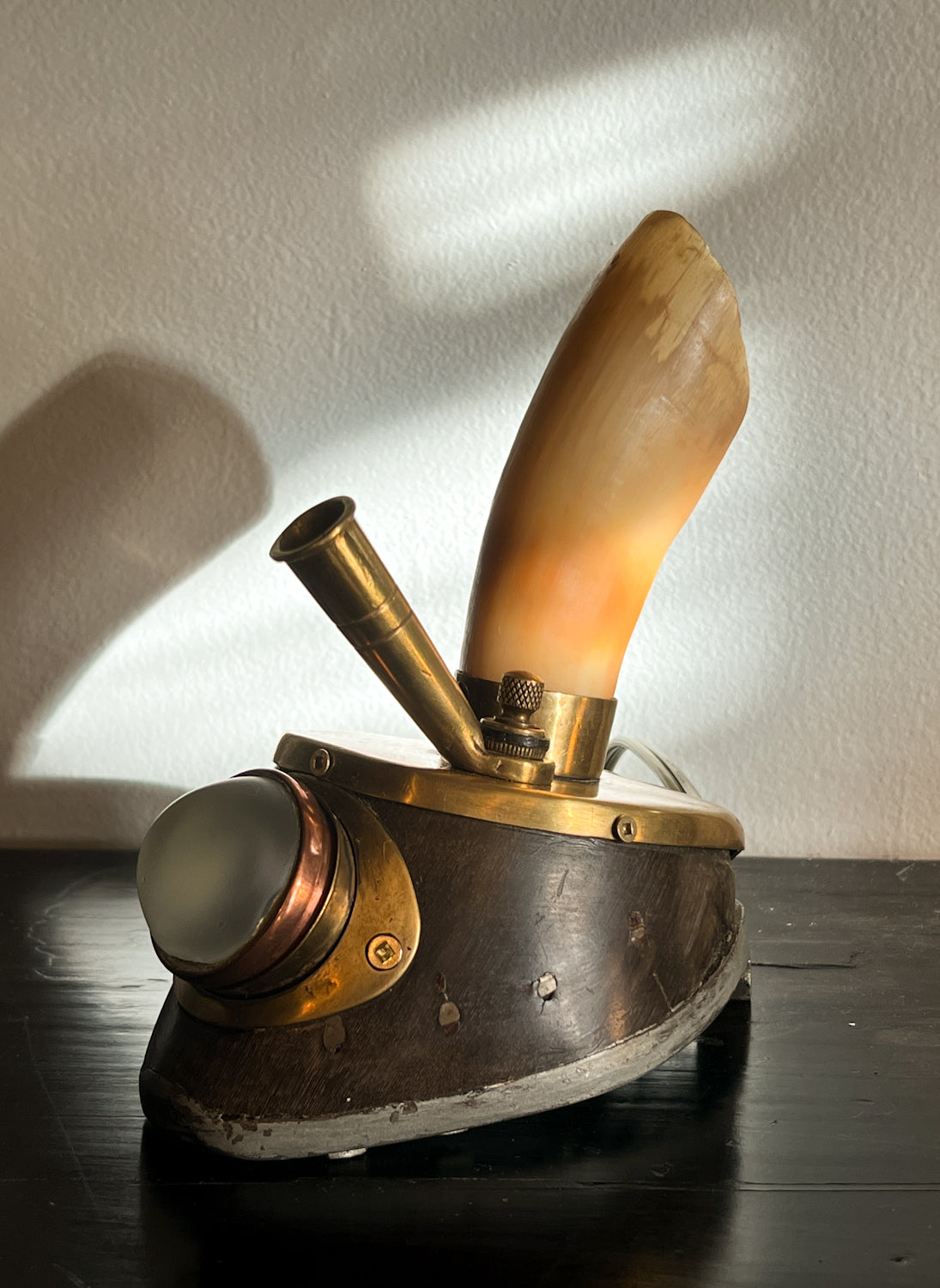 Antique Horse Hoof Pen Holder/Lamp Combo