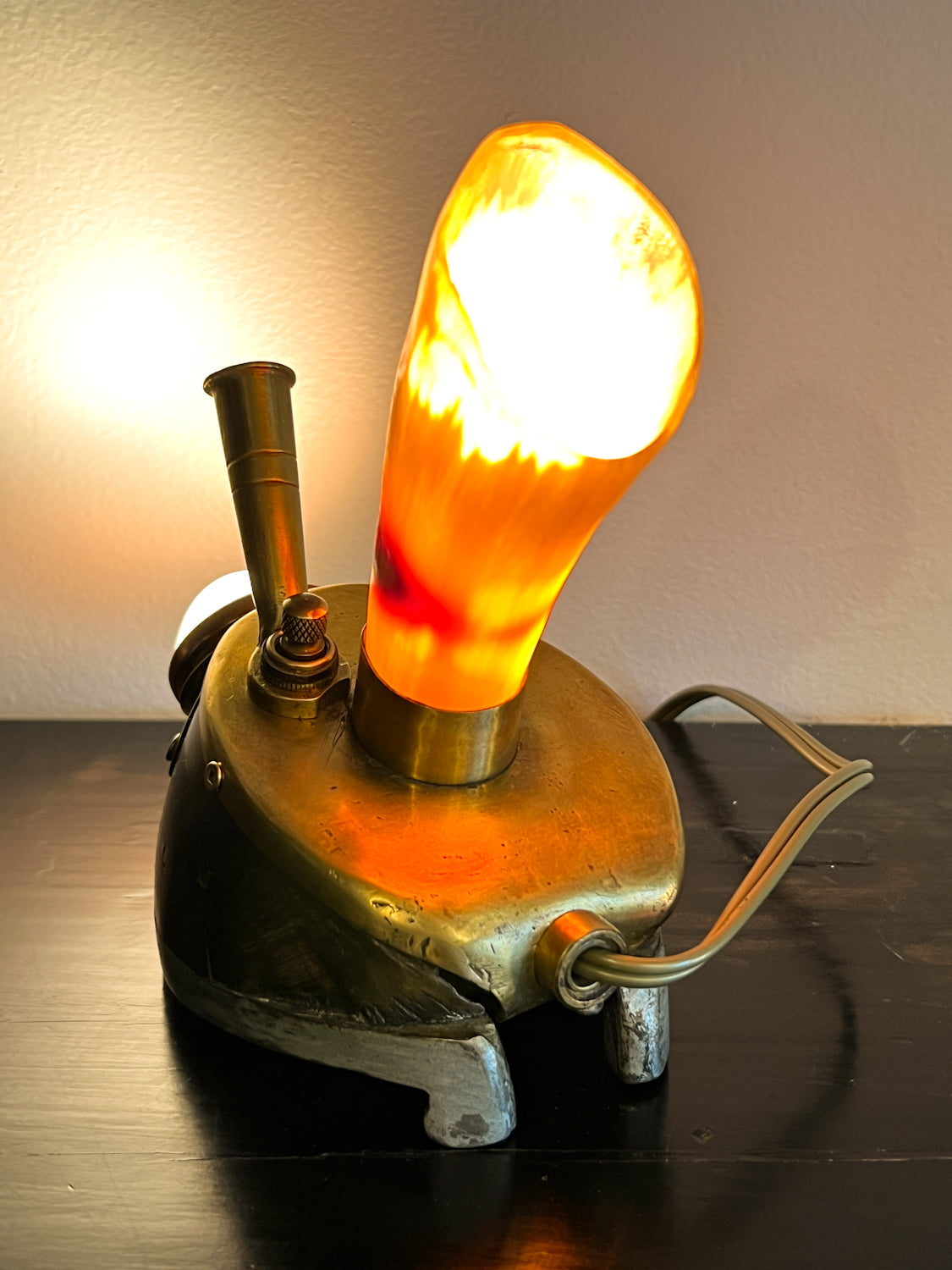 Antique Horse Hoof Pen Holder/Lamp Combo