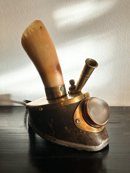 Antique Horse Hoof Pen Holder/Lamp Combo