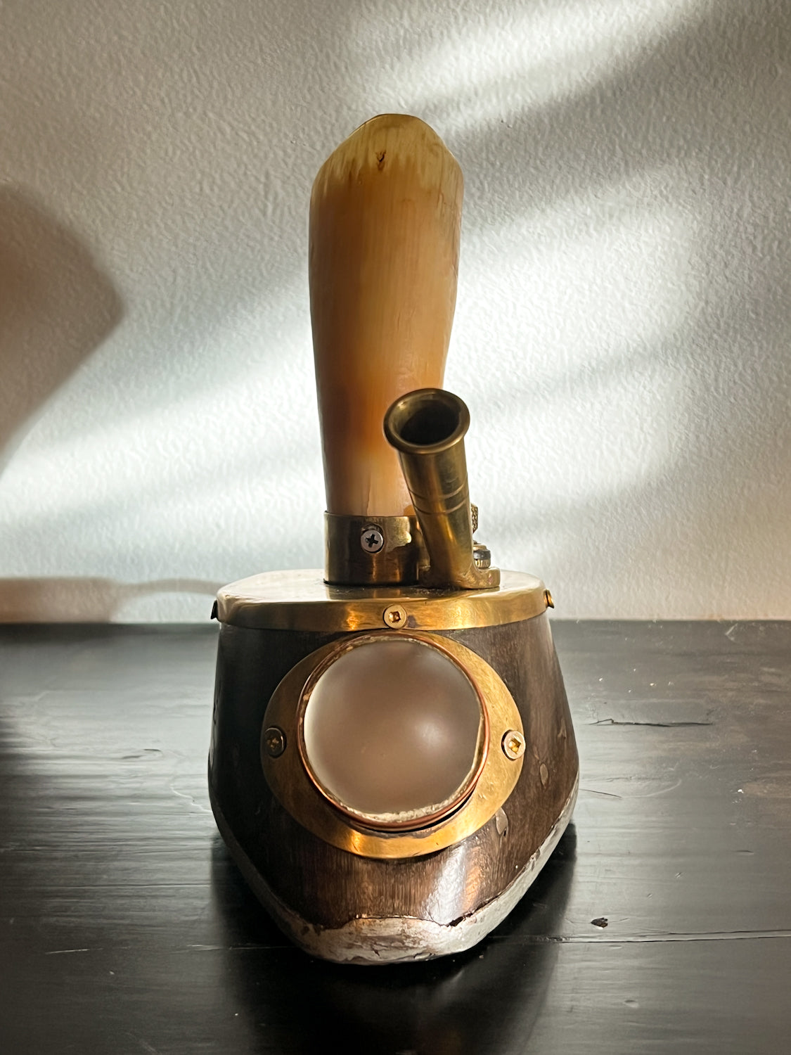 Antique Horse Hoof Pen Holder/Lamp Combo