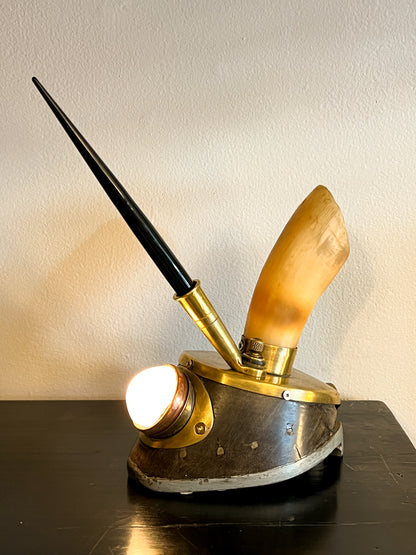 Antique Horse Hoof Pen Holder/Lamp Combo