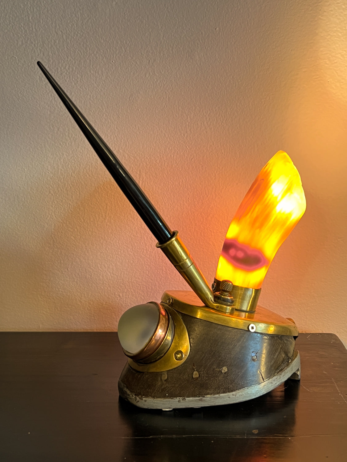 Antique Horse Hoof Pen Holder/Lamp Combo