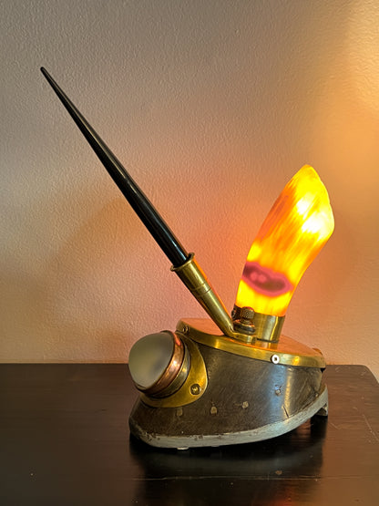 Antique Horse Hoof Pen Holder/Lamp Combo