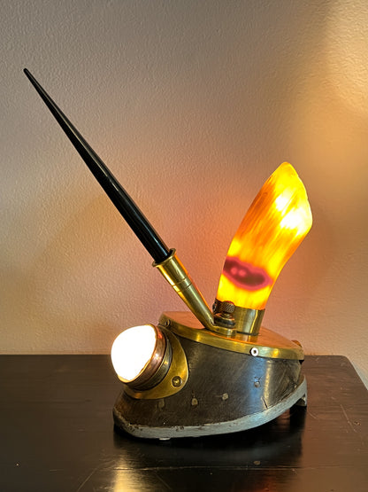 Antique Horse Hoof Pen Holder/Lamp Combo