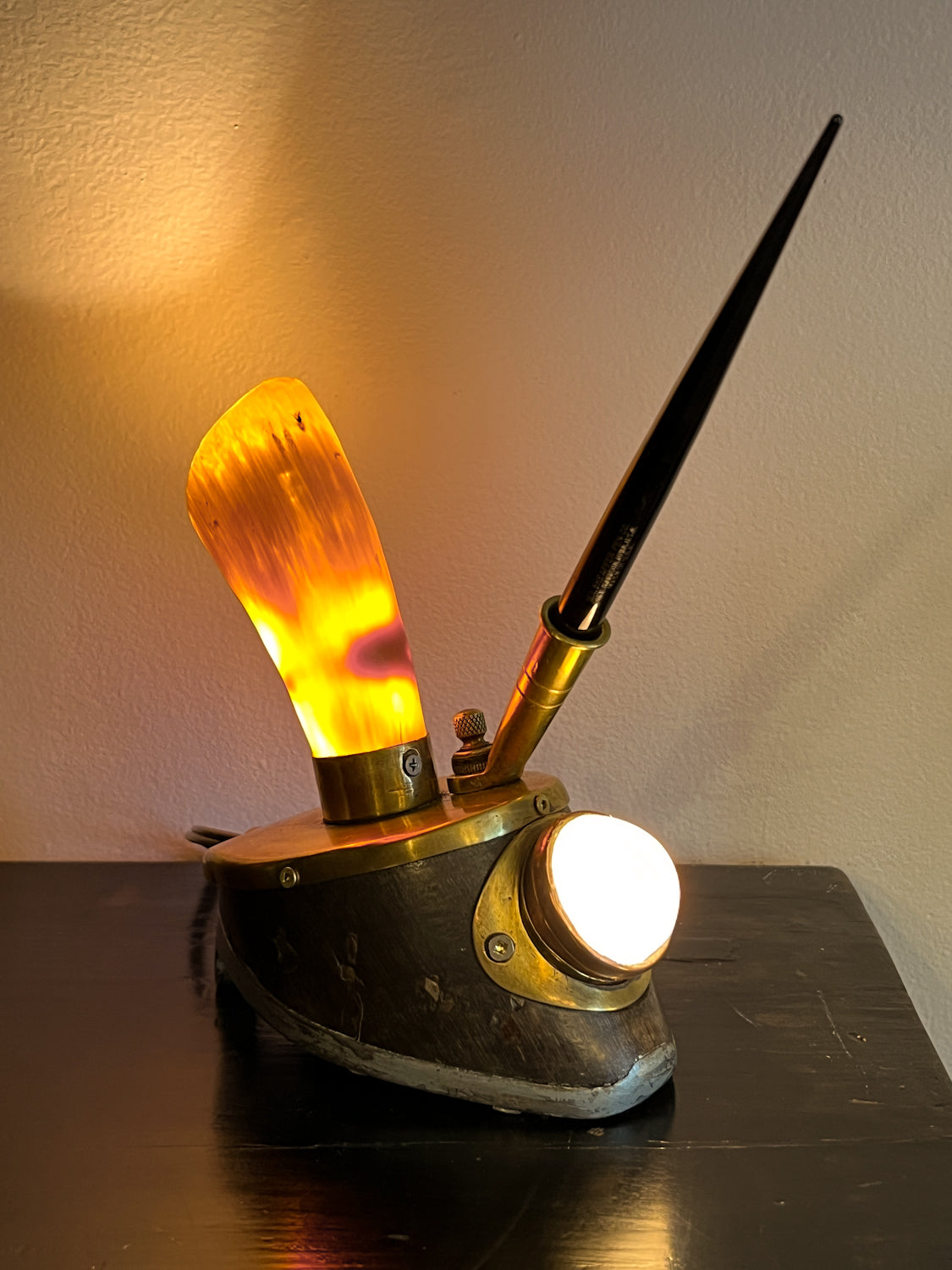 Antique Horse Hoof Pen Holder/Lamp Combo