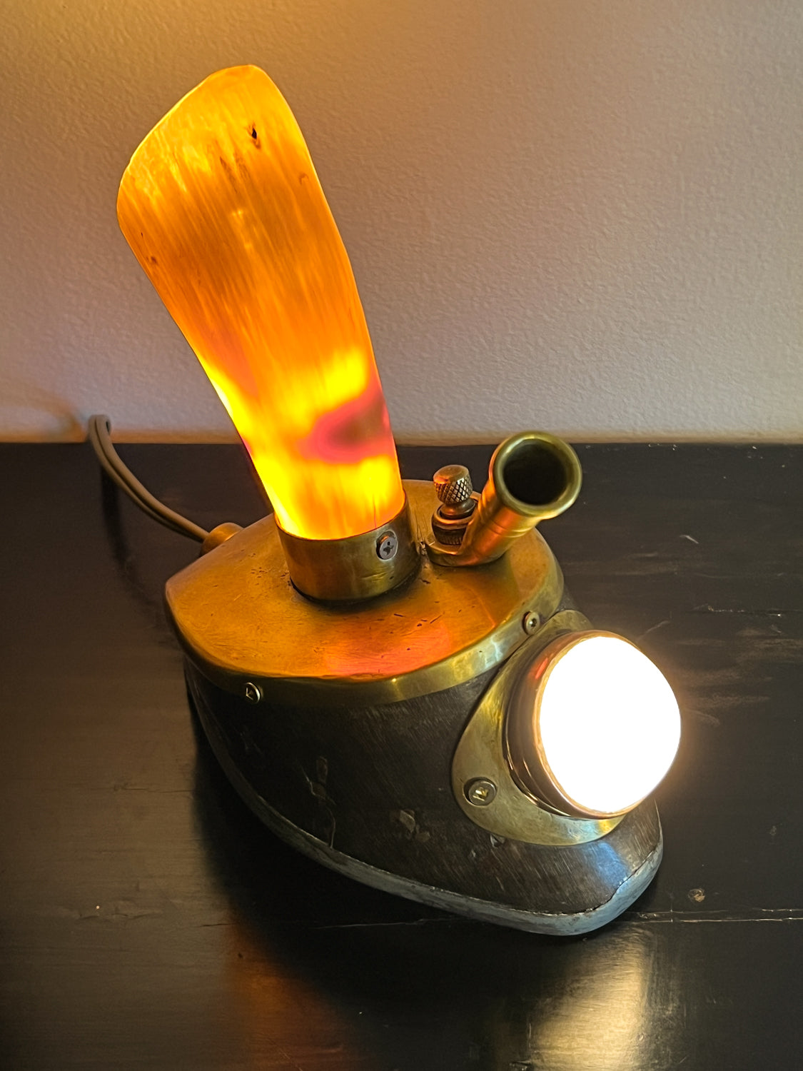Antique Horse Hoof Pen Holder/Lamp Combo